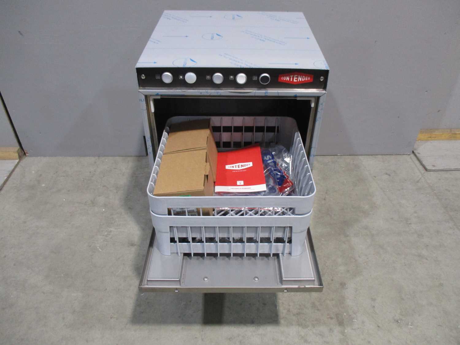 29 - NEW CONTENDER COMMERCIAL GLASSWASHER WITH DRAIN PUMP AND 400MM BASKET