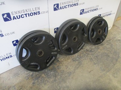 Lot 9 - FOREMAN RUBBER COVERED OLYMPIC PLATES - 4X20KG, 2X15KG