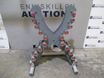 Lot 66 - ESCAPE CHROME DUMBELLS AND STAND - 2X10KG, 2X9KG, 2X8KG, 2X7KG, 2X6KG, 2X5KG, 2X4KG, 2X3KG, 2X2KG, 2X1KG