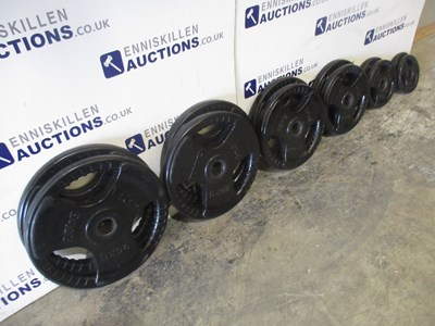 Lot 34 - TKO RUBBER COVERED OLYMPIC PLATES - 2X25KG, 2X20KG, 2X15KG, 2X10KG, 2X5KG, 2X25KG