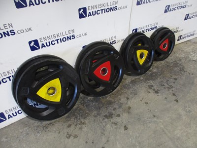 Lot 27 - ZIVA RUBBER COVERED OLYMPIC PLATES - 2X25KG, 2X20KG, 2X15KG, 2X10KG