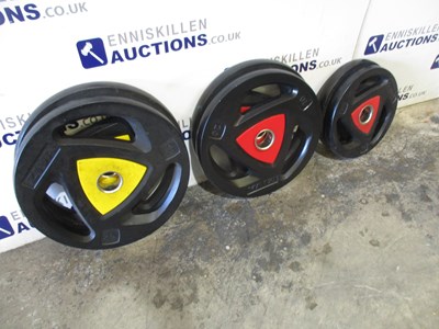 Lot 31 - ZIVA RUBBER COVERED OLYMPIC PLATES - 2X25KG, 2X20KG, 2X10KG