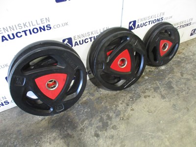 Lot ZIVA RUBBER COVERED OLYMPIC PLATES - 2X25KG, 2X20KG, 2X10KG