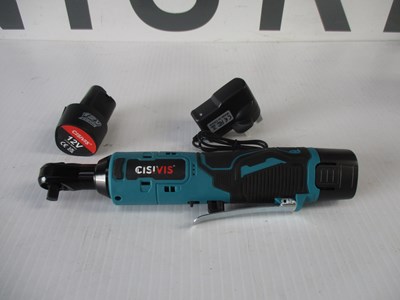 Lot 176 - 12V CORDLESS ELECTRIC RATCHET WRENCH 2 BATTERIES AND CHARGER SET