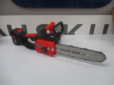 Lot 79 - NEW CORDLESS CHAINSAW WITH X2 BATTERIES AND CHARGER