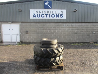 Lot SET OF FRONT AND REAR TYRES AND WHEELS OF MASSEY 35