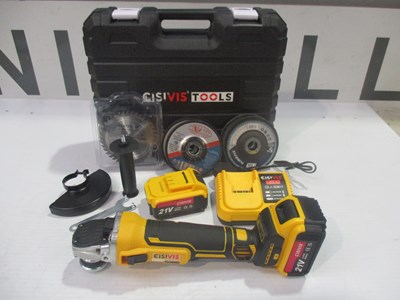 Lot NEW POWER ANGLE GRINDER WITH X2 BATTERIES AND BLADES