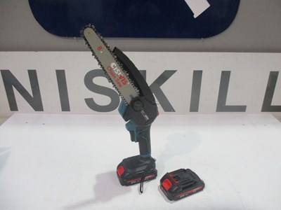 Lot NEW CORDLESS 8 INCH CHAINSAW WITH 2 X BATTERIES, CHARGER AND ACCESSORIES