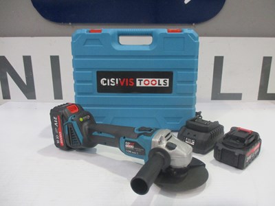 Lot NEW CORDLESS BRUSHLESS 125MM ANGLE GRINDER WITH 2X BATTERIES AND ACCESSORIES