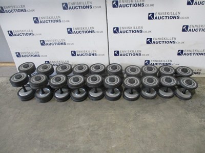 Lot 27 - TECHNOGYM RUBBER COVERED DUMBBELLS - 2X22KG, 2X20KG, 2X18KG, 2X16KG, 2X14KG, 2X12KG, 2X10KG, 2X8KG, 2X6KG, 2X4KG