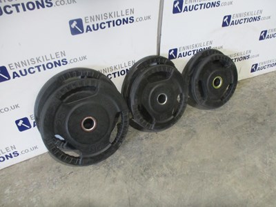 Lot 29 - PULSE RUBBER COVERED OLYMPIC PLATES - 2X25KG, 2X20KG, 2X15KG